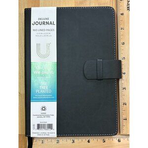 Deluxe Journal Diary Notebook Black Faux Leather 160 Lined Pages 5.75"W X 8.25"H